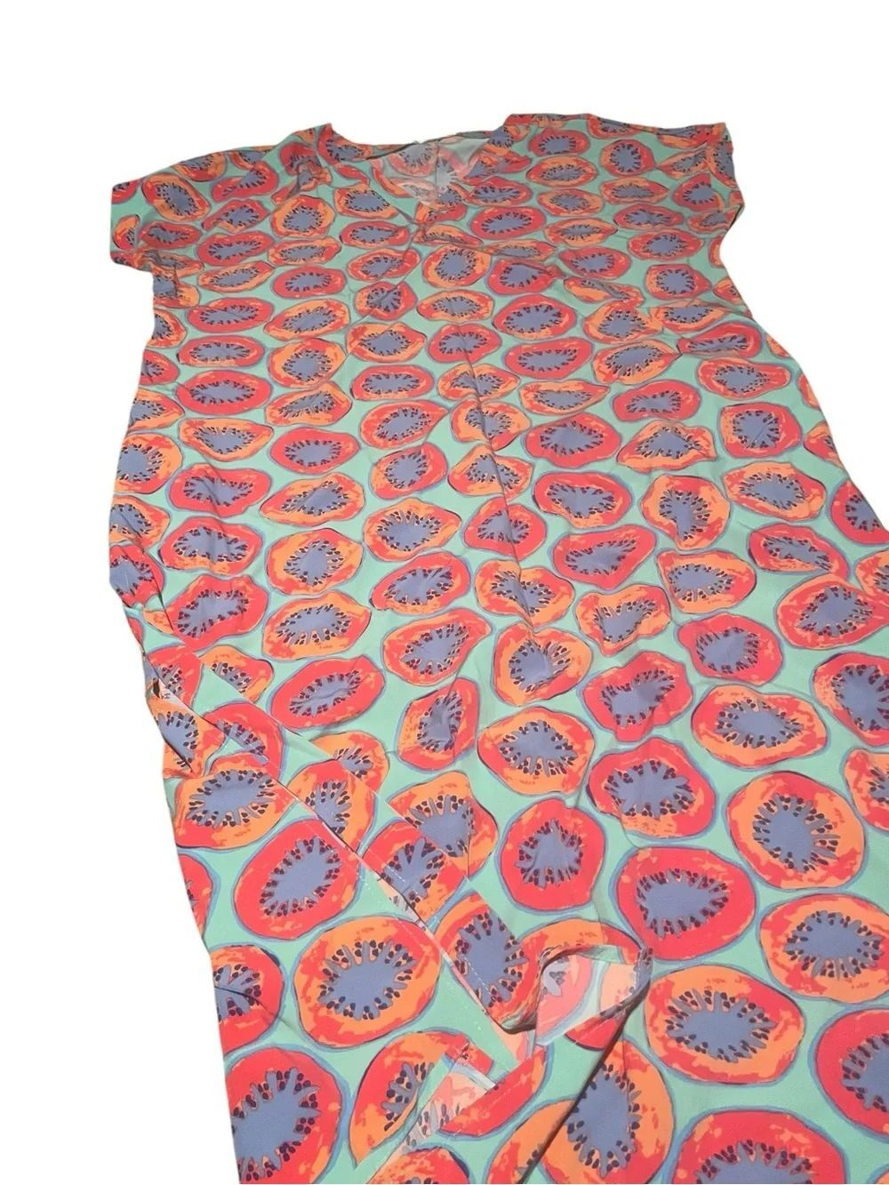 Women's Nightgown - Coral & Aqua Fruit Print
